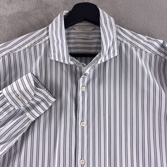 Suitsupply Other - SuitSupply Button Down Shirt Mens Size 43/44 Blue White Stripe Slim Fit Dress